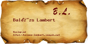 Balázs Lambert névjegykártya