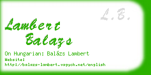 lambert balazs business card