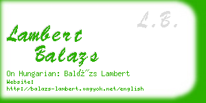 lambert balazs business card